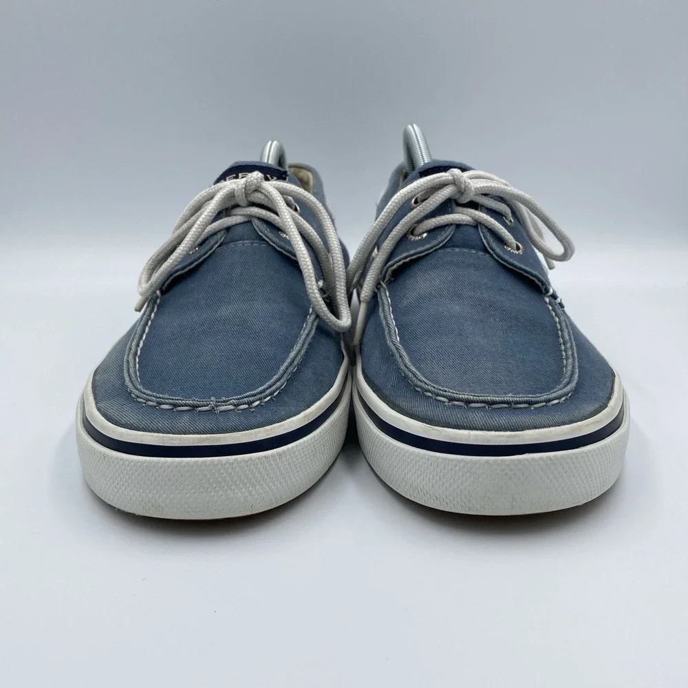 Sperry Top-Sider Halyard 2-Eye Men's Size 10.5 Blue Canvas White Gum Boat Shoes